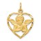 10K Yellow Gold Angel Heart Charm Pendant Jewelry 25mm x 21mm